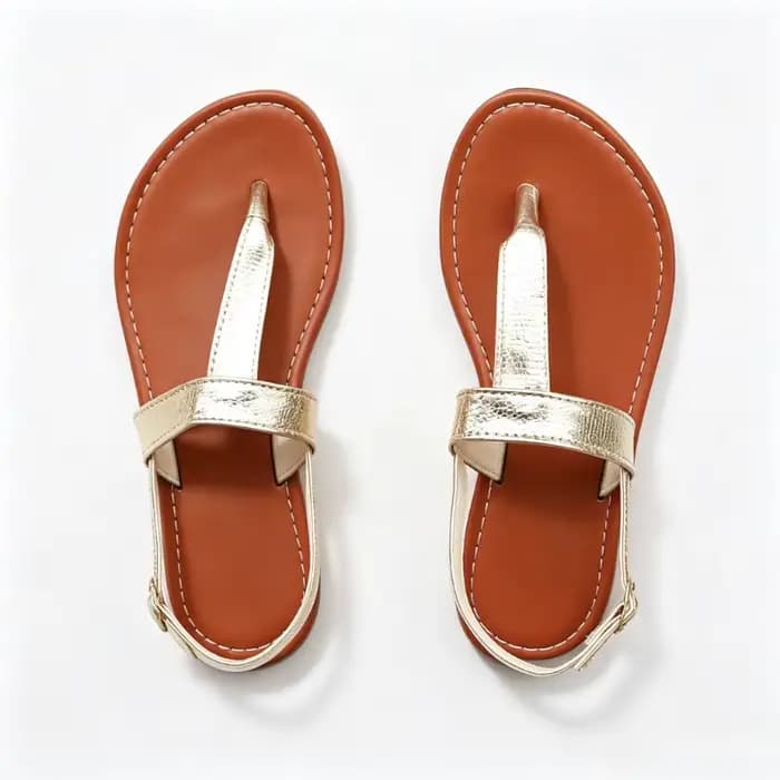 Sandales plates à lanière en T pour femme, avec boucle réglable à la cheville, semelle antidérapante