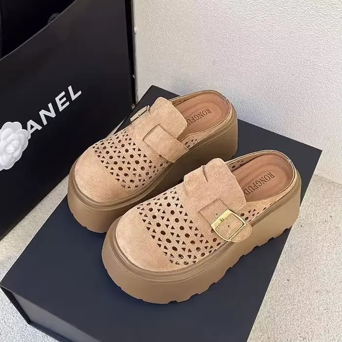 Mules compensées tendance pour femme 2026 – Chaussures d'été décontractées respirantes à enfiler pou