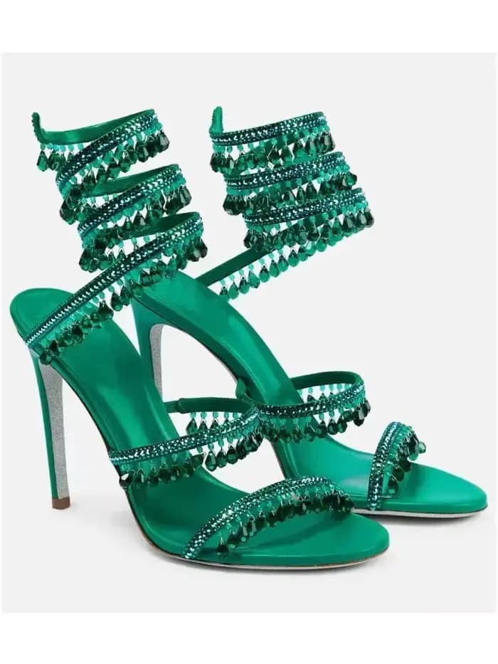 Nouvelles sandales pour femmes à strass, à pampilles et à cristaux, sexy, pour banquets et soirées, 