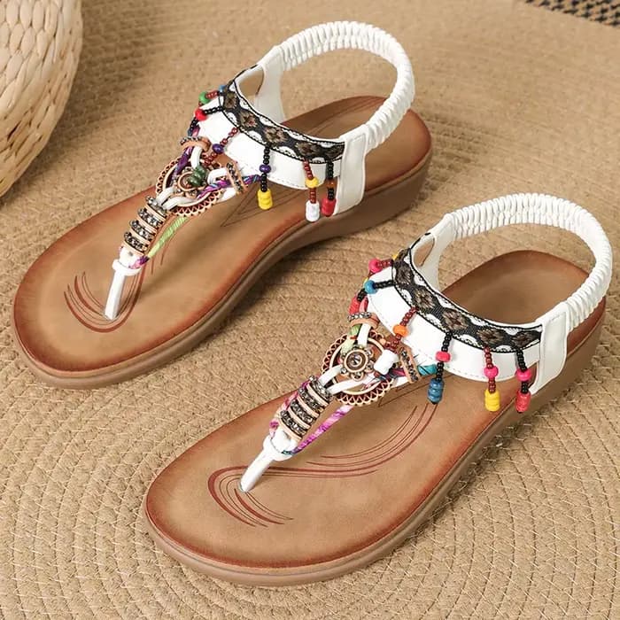 Sandales femme talons bas sandales plates été 2025 perle chaîne tongs femme chaussures chaussures d'