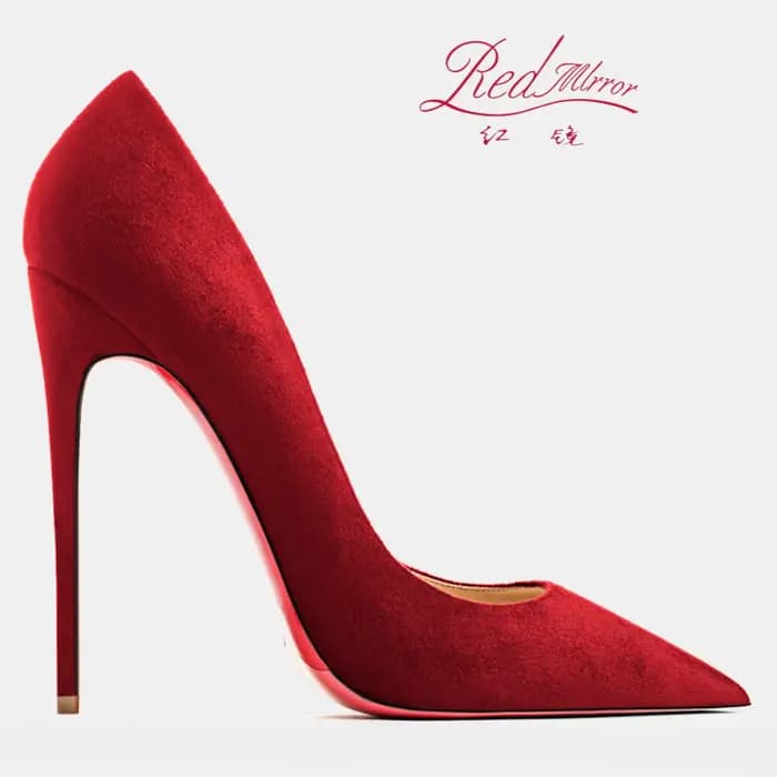 Escarpins à talons hauts pour femmes, chaussures Sexy à bout pointu en daim rouge brillant, escarpin