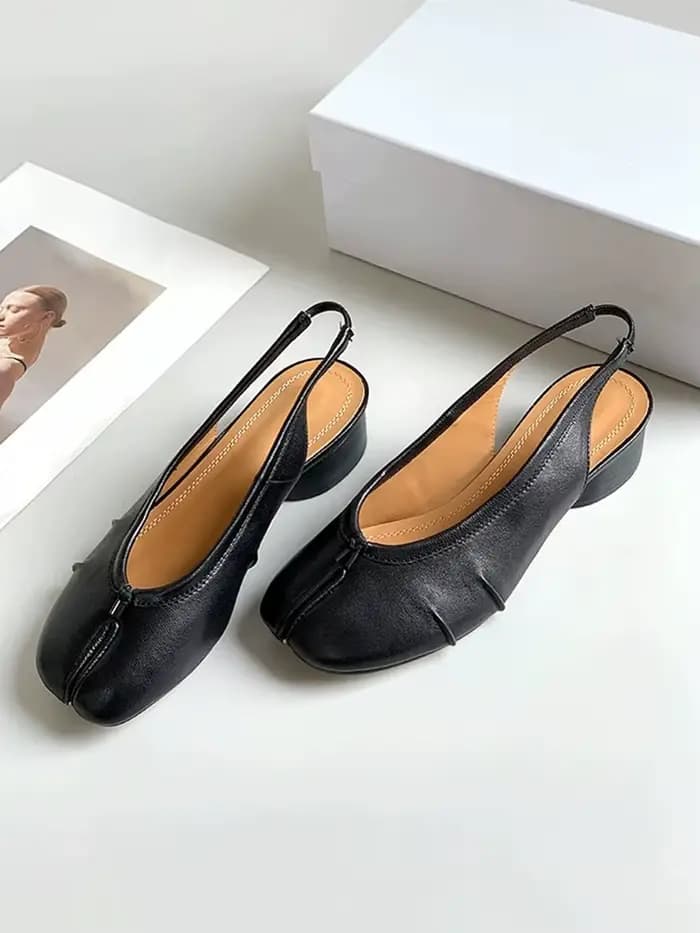 2025 Nouveau printemps été mode chaussures à bout fendu sandales pour femmes en peau de mouton talon