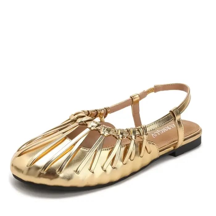 Sandales plates tissées pour femmes, nouvelles sandales d'été confortables, polyvalentes et respiran