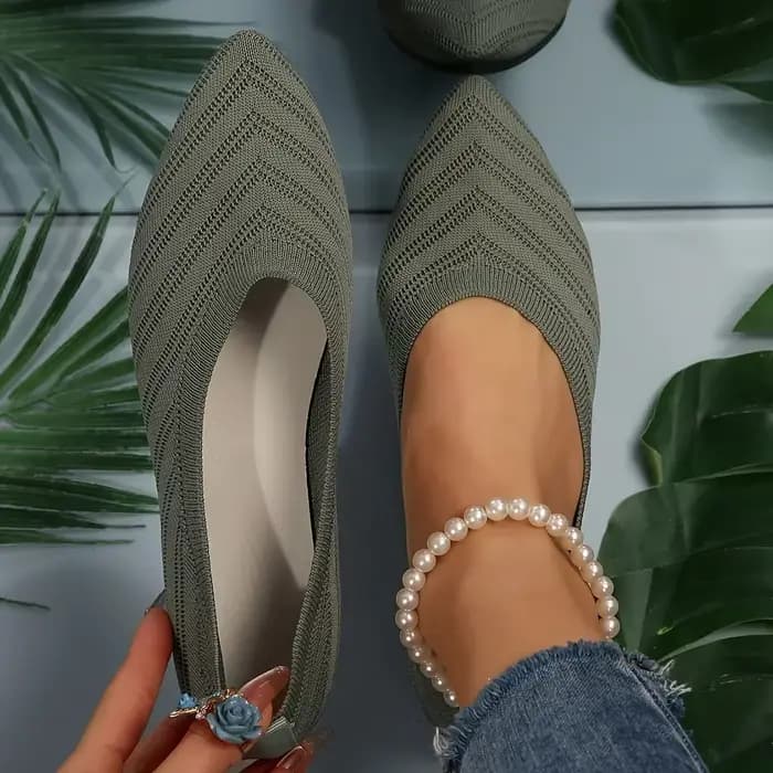 Ballerines pour femmes, chaussures plates confortables, mocassins simples, à bouts pointus, avec nœu