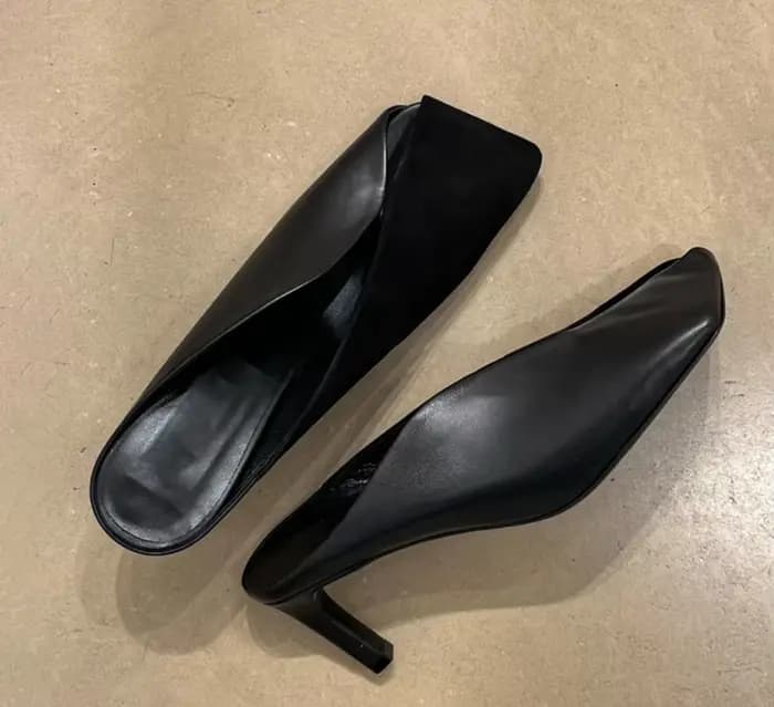 2025 bout carré découpé Mules femmes en cuir PU diapositives sandales pantoufles d'extérieur bureau 
