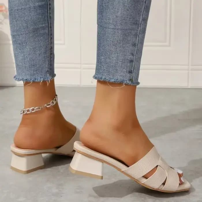 Sandales à Talons Épais pour Femme, Sandales Blanches de Mariage Élégantes, à la Mode, à Talons Carr