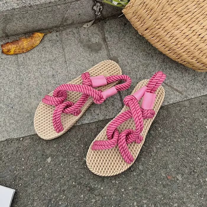 Sandales femme corde tressée avec Style décontracté traditionnel et créativité Simple sandales de mo