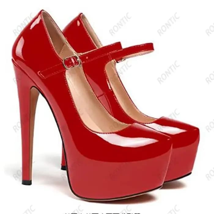 Rontic-Escarpins à plateforme en cuir verni faits à la main pour femmes, talons aiguilles sexy, Park