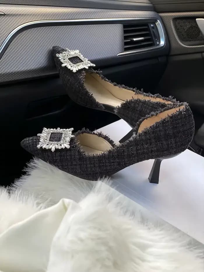 Escarpins pointus à biscuits pour femmes, chaussures provoqué, talon haut, peu profond, design blanc