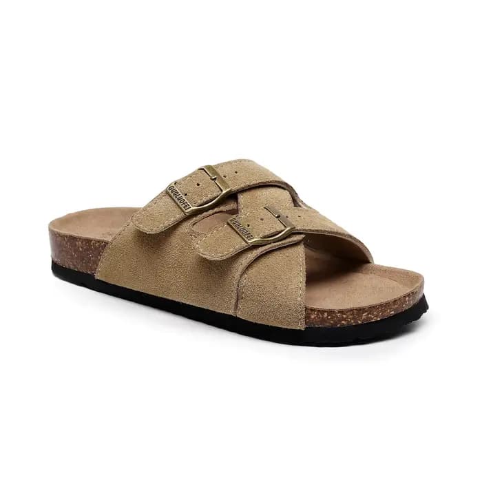 Birken New Arizona Cork Pantoufles Sandales plates pour femme avec semelle en liège, diapositives à 