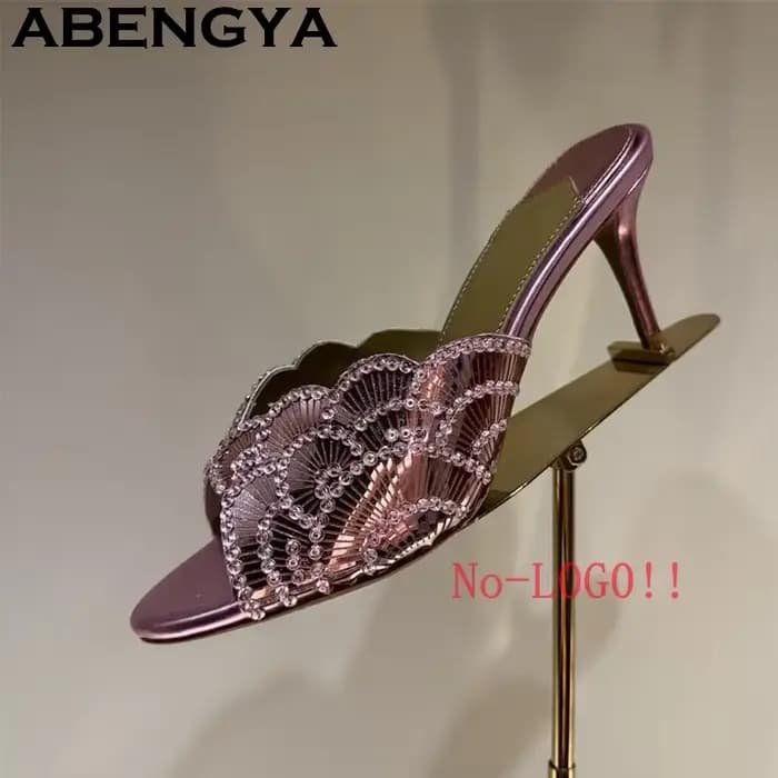 Nouvelles sandales sexy à talon aiguille et bout ouvert, ornées de paillettes, pour femme, collectio