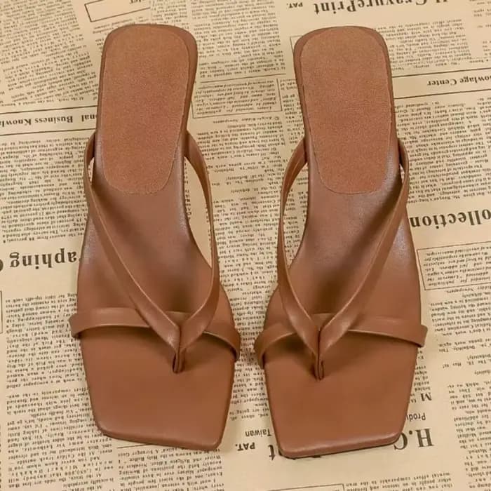 Sandales d'été confortables à bout carré minimaliste pour femme, mules à talon géométrique à enfiler
