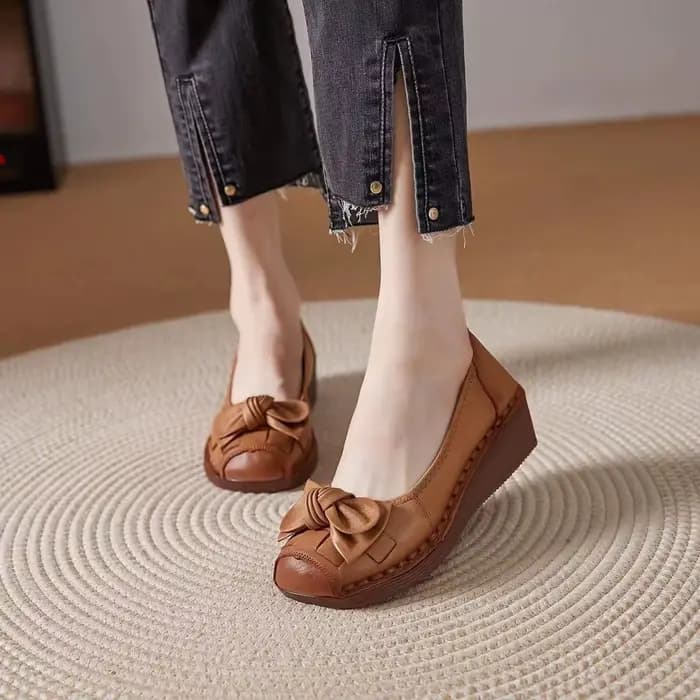 Mocassins rouges rétro pour femmes, chaussures plates en cuir véritable, respirantes, souples et déc
