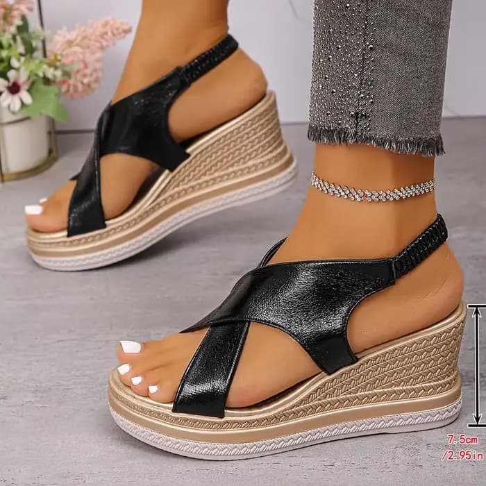 Or croix sangle talons compensés sandales femmes été 2025 plate-forme épaisse léger sandales femme g
