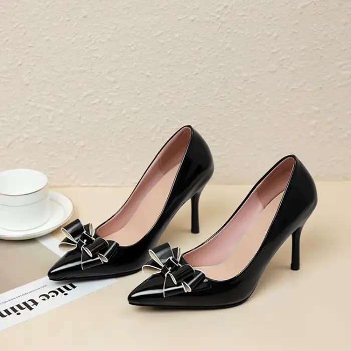 Escarpins à talons aiguilles pour femmes, sexy et tendance, avec nœud, bout pointu, style romain, po