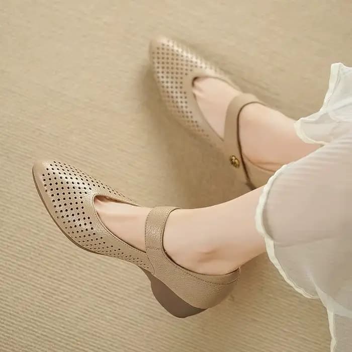Chaussures Mary Jane à Talon Compensé pour Femme – Cuir Souple Pointe Fine Respirant Chaussures Déco