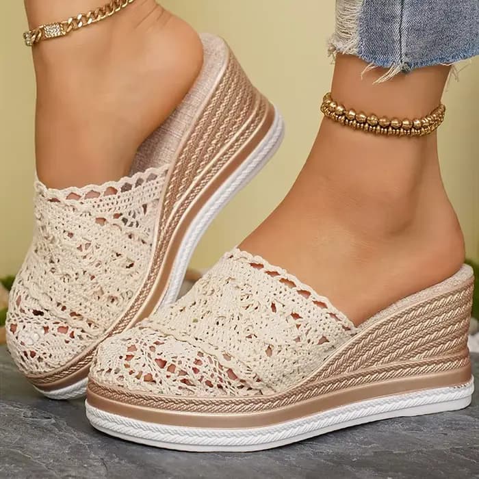 Sandales femme talons compensés sandales été 2025 nouvelles chaussures femme pantoufles à talons cha