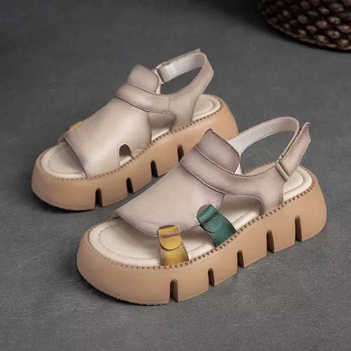 DRKANOL 2026 mode grosse plate-forme sandales femmes été chaussures à talons compensés dames en cuir
