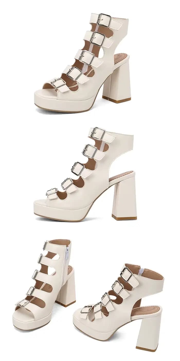 NASBAVI femmes sandales talons hauts été mode cheville boucle sangle femme gladiateur sandales plate
