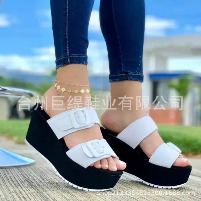 Femmes compensées plate-forme sandales femme chaussures 2025 été dames pieds nus glisser augmenter l