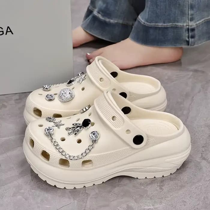 Sandales style Crocs pour femmes, motif ours en cristal, pour intérieur et extérieur, mode estivale,