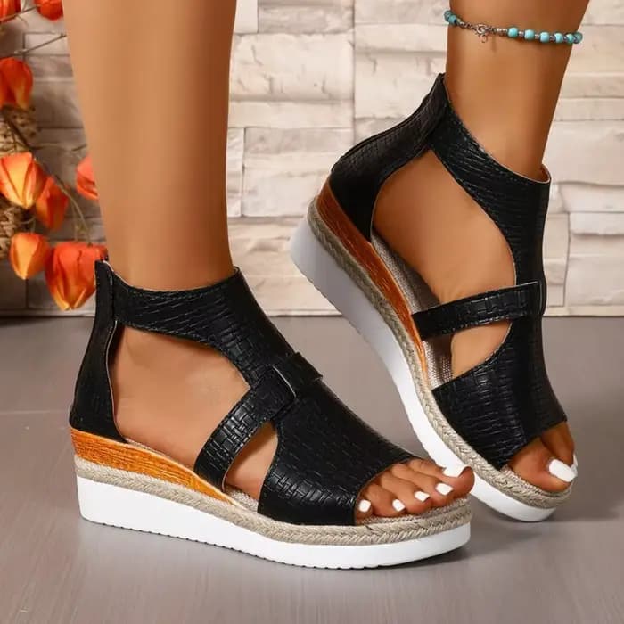 Sandales compensées ouvertes pour femme, chaussures de plage, pantoufles, nouvelle collection été 20