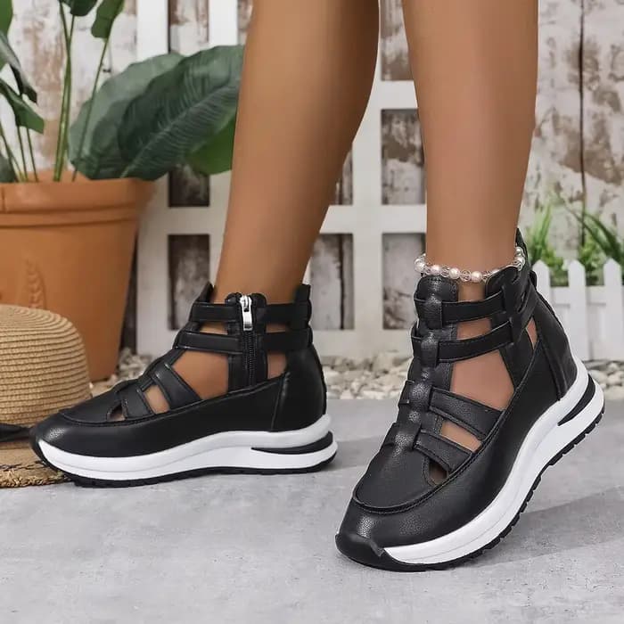 Femmes sandales nouveau bout fermé bureau et carrière été solide chaussures compensées pour les femm
