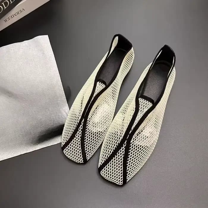 Sandales ajourées en maille pour femme 2026 - Sandales plates Mary Jane à bout carré une pièce pour 