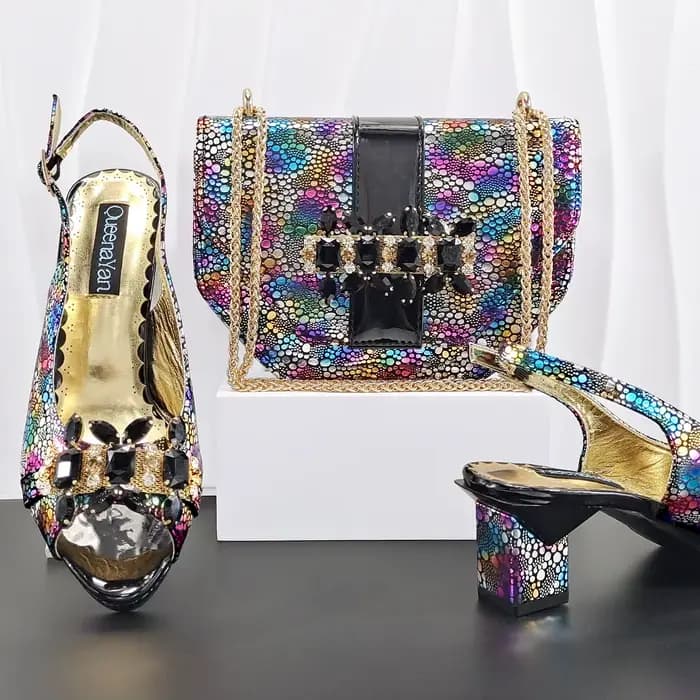 Doershow – ensemble de chaussures et sacs de style africain pour femmes, de haute qualité, bleu ciel