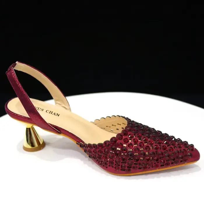 Venus Chan – escarpins à bout pointu pour femmes, chaussures et sacs italiens élégants, couleur vin,