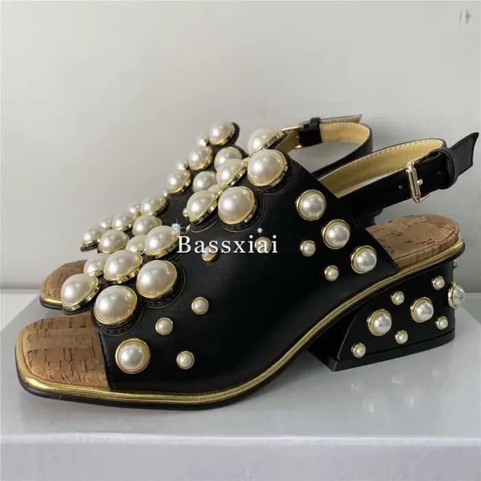Sandales de luxe en cuir véritable pour femmes, chaussures de soirée à talons ajourés uniques, embel