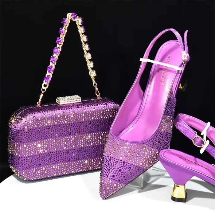 Doershow-Ensembles de chaussures et de sacs italiens, sacs à main en argent de charbon, sacs assorti