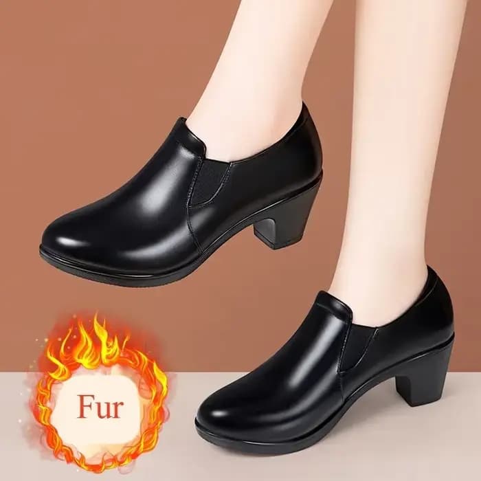 Chaussures à talons confortables de 6 cm, plateforme, escarpins avec fourrure, automne 2025, bouche 