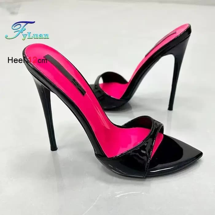 Pantoufles à talons aiguilles pour femmes, chaussures d'été à enfiler pour boîte de nuit, talons hau