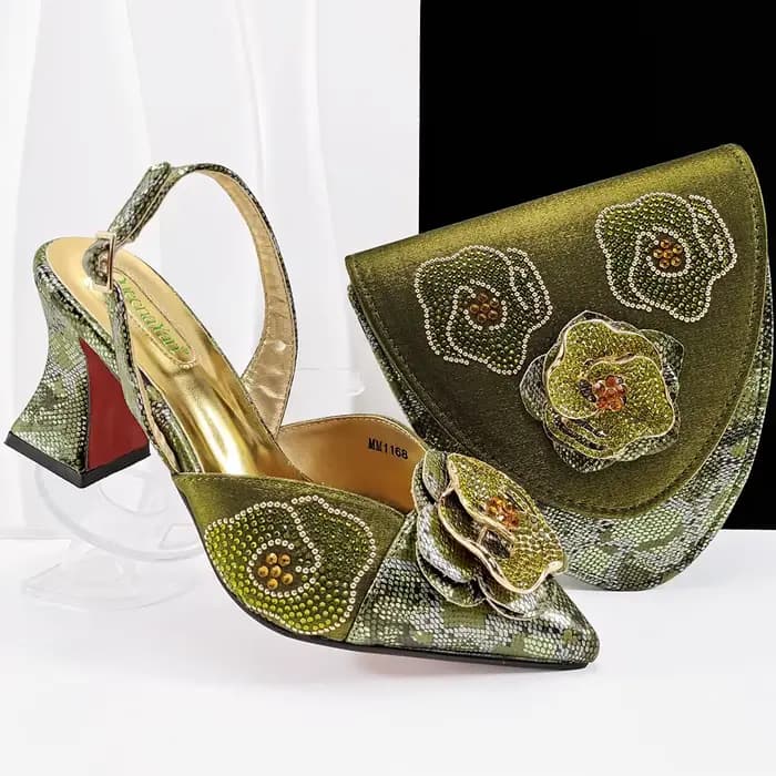 Chaussures et sac à talons hauts pour femmes, nouveau Design italien, Design floral, fête de mariage