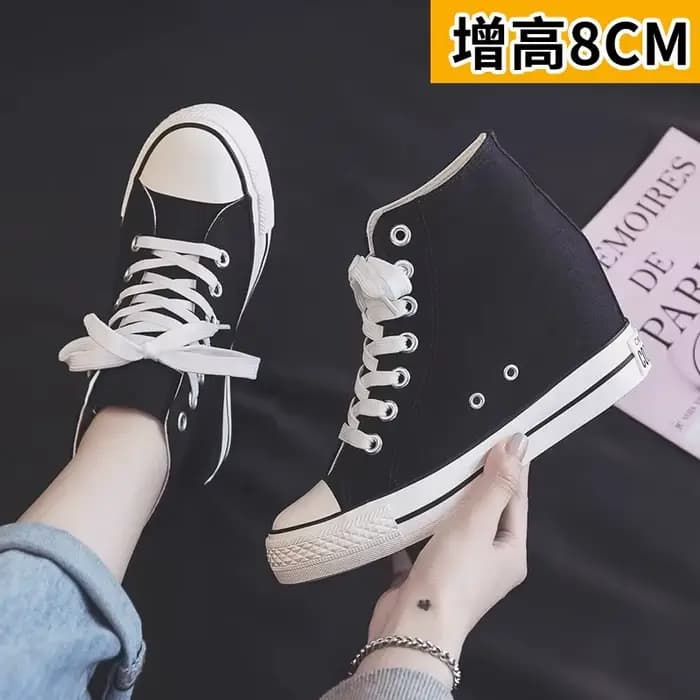 8cm chaussures à talons hauts chaussures en toile décontractées plate-forme compensées haut dames ta