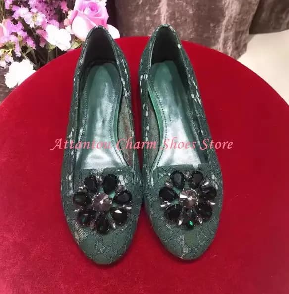 Nouvelles chaussures plates pour femme à bout rond avec décoration florale en cristal, chaussures dé
