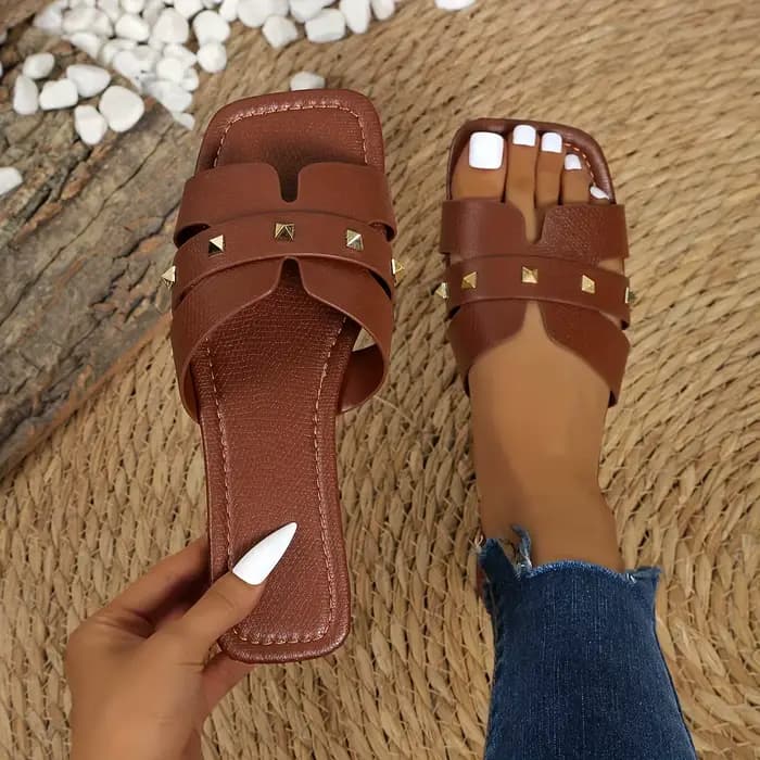 Sandales plates élégantes pour femmes, chaussures d'été décontractées à enfiler pour jeans et robes,