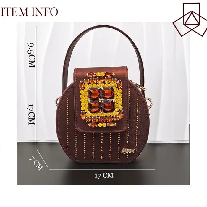 Nouvel ensemble 2026 de sandales à talons hauts marron ornées de strass et de sac pour femme – Éléga