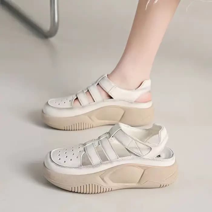 Sandales d'été décontractées pour femmes, chaussures de sport à bout fermé, sandales mode ajourées c