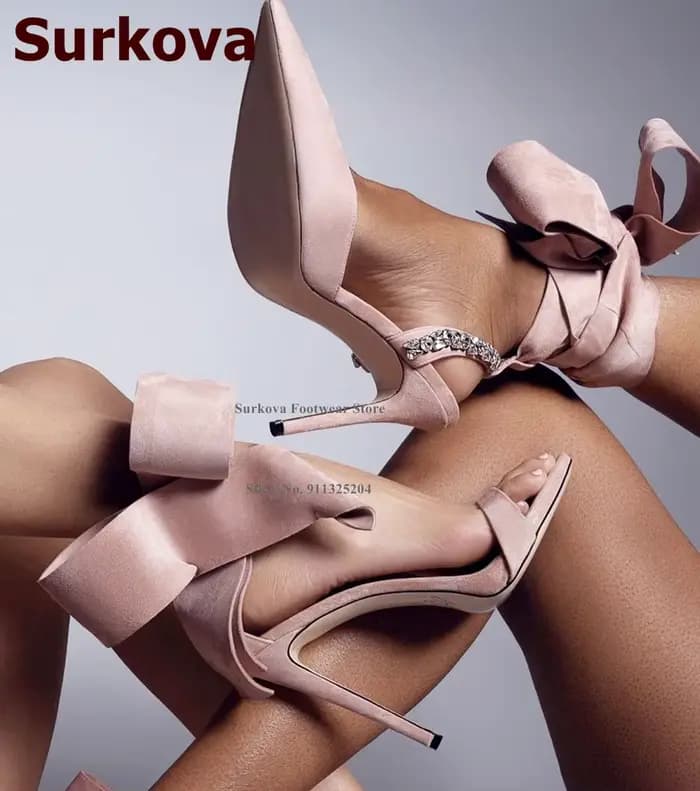 Surkova-Chaussures à Talons Hauts Slingback avec Sangle en Strass Scintillant, Chaussures de Mariage