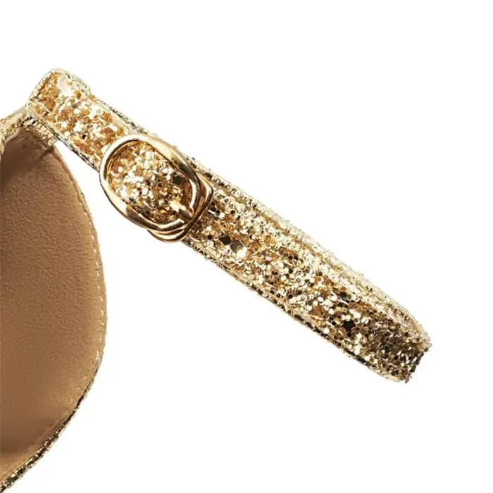 Sandales dorées brillantes pour femmes, chaussures Sexy à talons hauts de 15cm, plateforme étanche, 