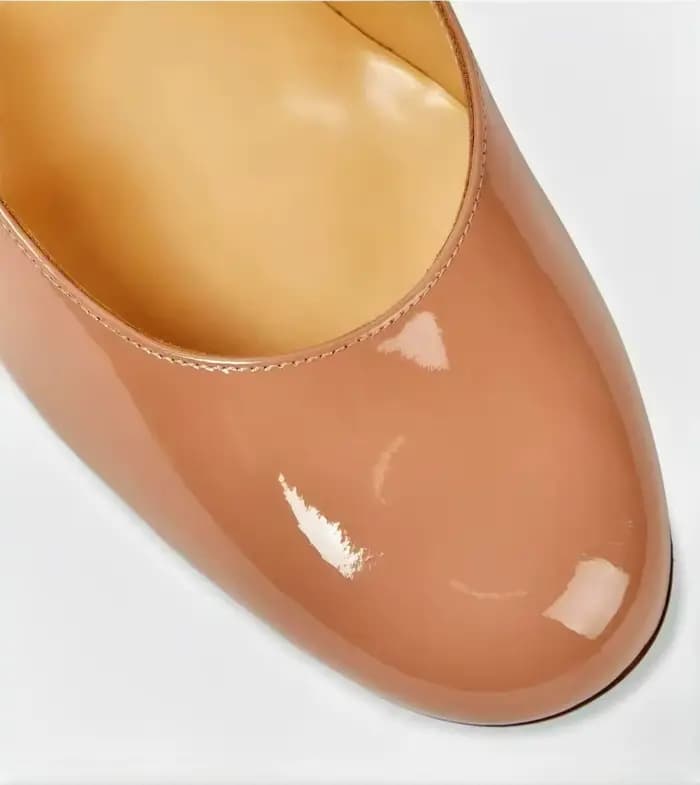 Escarpins en cuir verni noir pour femmes, chaussures simples à semelle rouge, talons hauts, bout ron