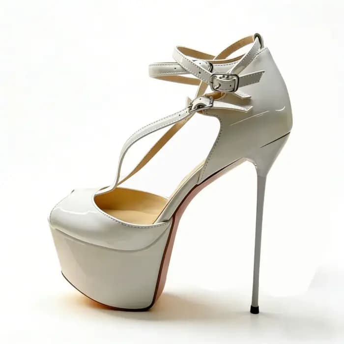 Arden Furtado – chaussures de mariage d'été en cuir verni blanc, sandales à bout ouvert, plateforme,