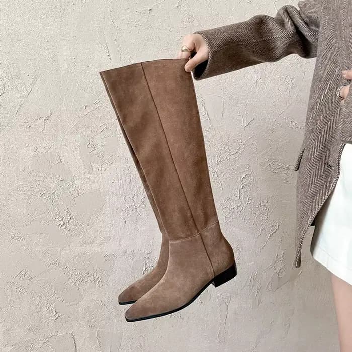 Aucegi Bottes hautes confortables à bout rond pour femme, nouvelle collection printemps-automne, tal