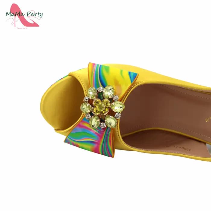 Chaussures Italiennes et Sac à Talons Super Hauts pour Femme, Sandales Africaines Jaunes pour ixde M