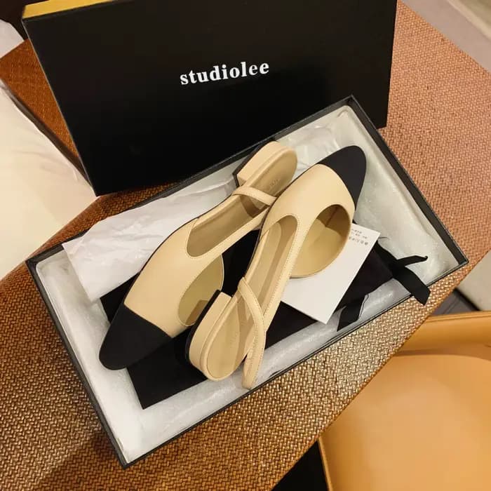 Chaussures à talons bas pour femmes, escarpins à bout pointu, sandales à enfiler, chaussures Patchwo