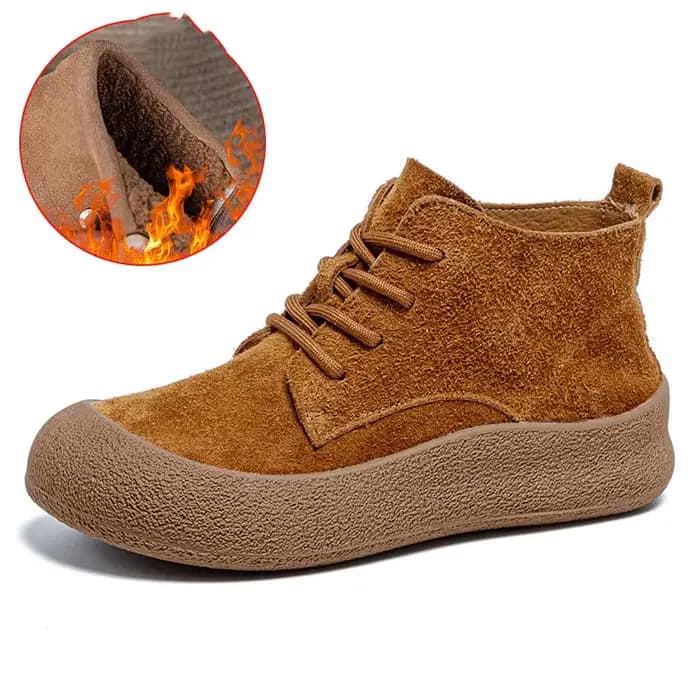 Bottines en cuir véritable pour femme, bout rond, à lacets, plates, confortables, antidérapantes, gr
