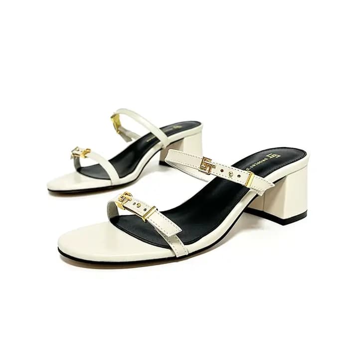 GJ-Pantoufles en cuir à tête ronde, sandales d'extérieur, pantoufles de banquet et de fête, mode déc
