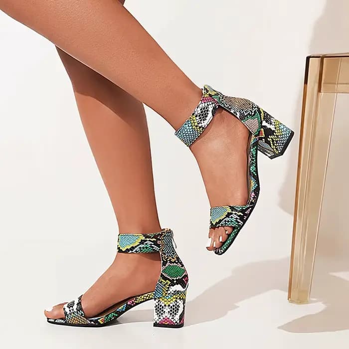 Respzed-Sandales Peep Parker à talons épais pour femmes, imprimé floral, sexy, à carreaux, fermeture